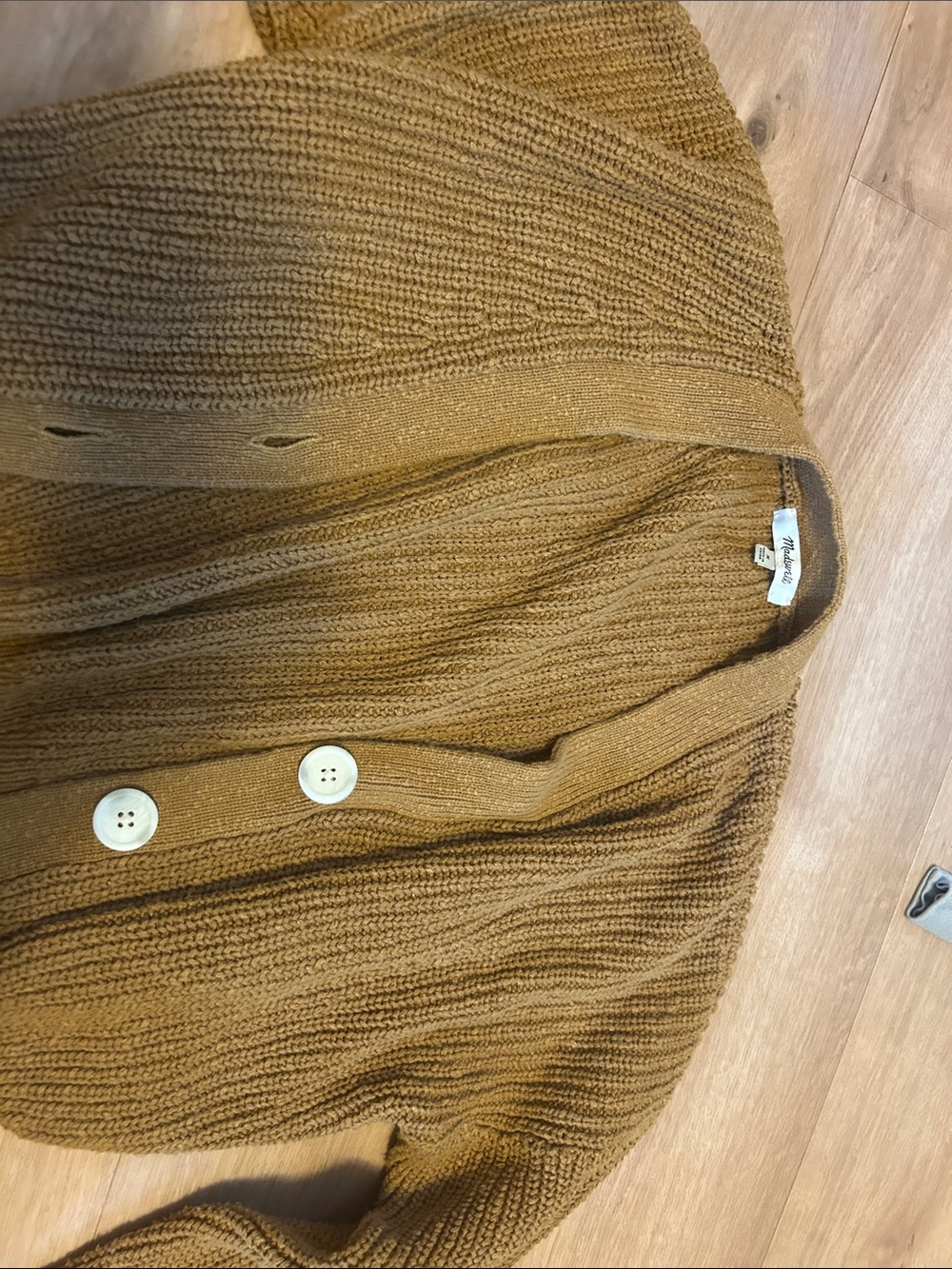 Madewell Chunky Knit Cardigan in Camel Brown